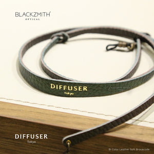 Diffuser Tokyo - Bi Color Leather Soft Bracecode 意大利雙色皮革眼鏡繩 - Green & Grey【 Blackzmith Exclusive Limited Edition】