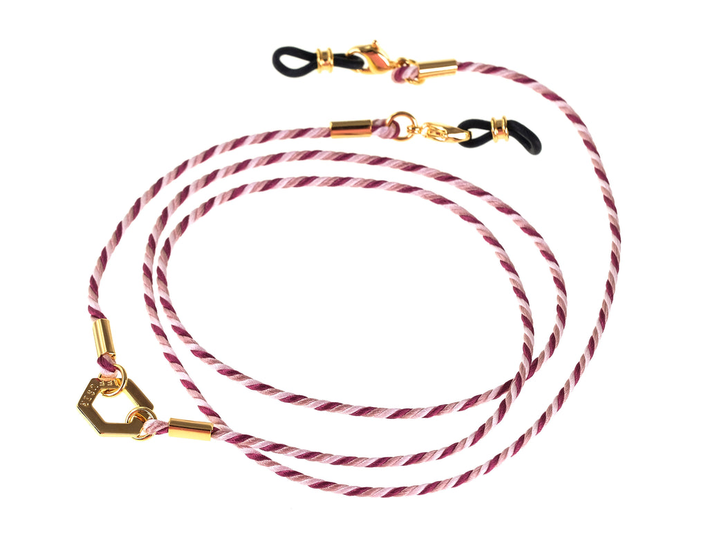 Diffuser Tokyo - TRI-COL Twisted Silk Brace 扭紋絲質眼鏡繩-Light Pink & Bordeaux【 Blackzmith Exclusive Limited Edition】